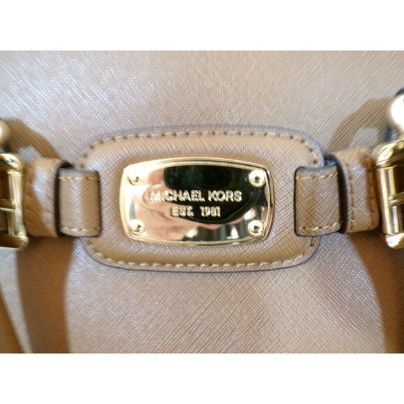 Michael Kors Hamilton large camel satchel shoulder bag purse - Picture 2 of 11